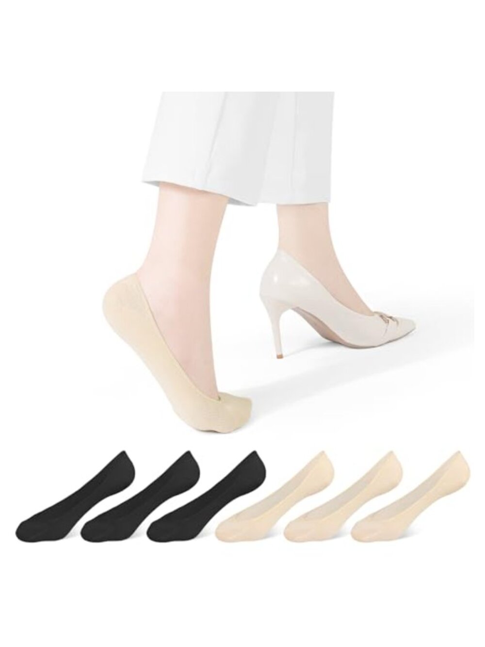 Women's No Show Socks Ultra Low Cut Cotton Blend 6 Pairs